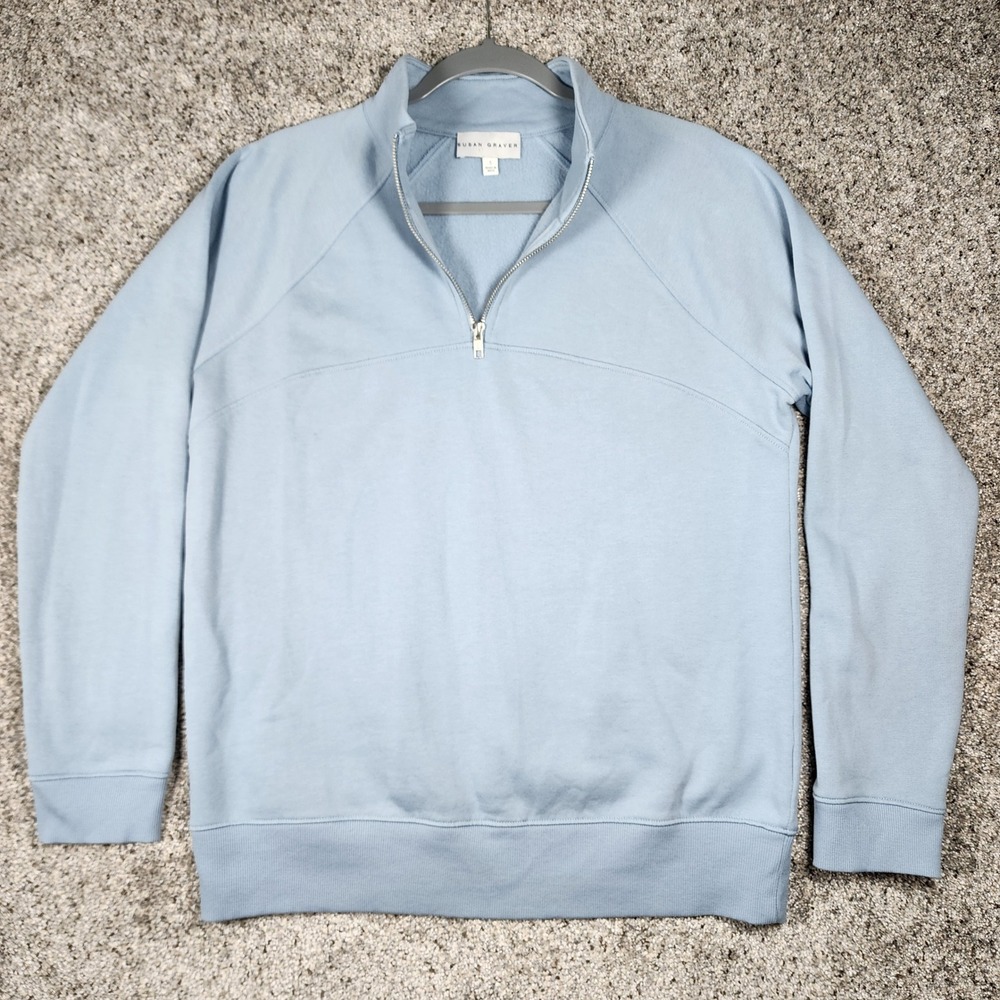 Susan Graver Quarter Zip Sweatshirt Mens S Blue Fleece Pullover Excellent